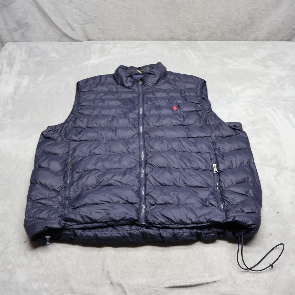 Polo Ralph Lauren Vest Mens XL Blue insulated Full Zip Light Pack Quilted Puffer